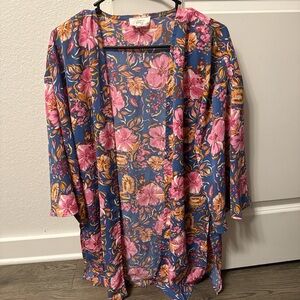 Hippie Rose Pink and Orange Floral Kimono